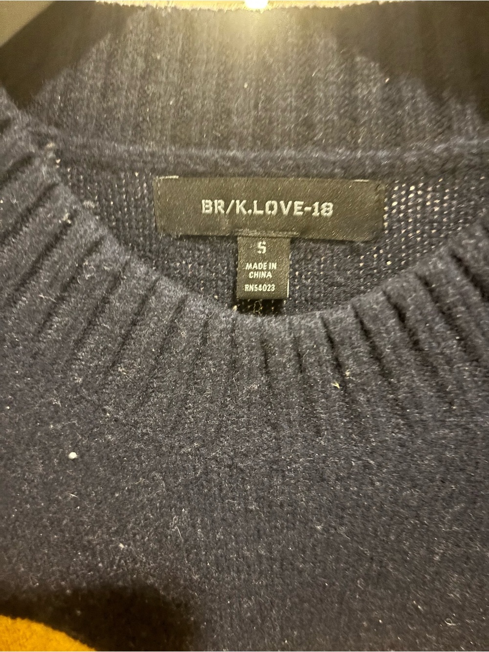 BR x KL Navy Crewneck Sweater with Mustard Stripes - Picture 2 of 3